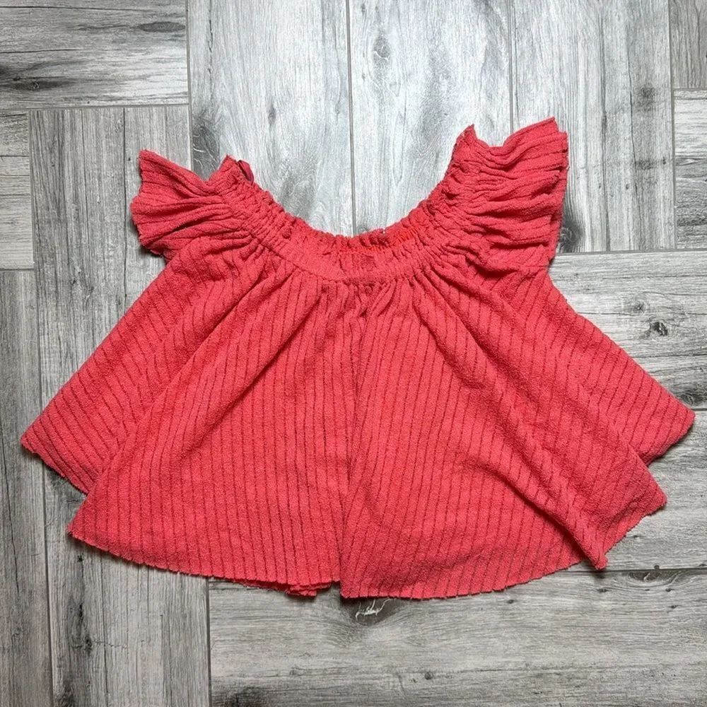 Free People Beach Women's Coral Like It Shake It Ruffle swing Crop Top Size XS